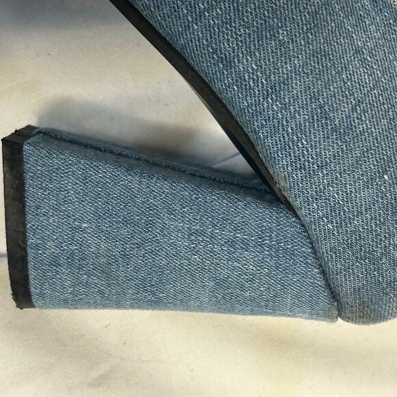 Y2K Denim Ankle Boots Distressed Frayed Pointed Toe Block Heel 38 - Picture 6 of 8